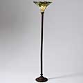 Tiffany-style Green Leaf Torchiere Lamp