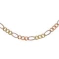 14k Tri-tone Gold Pave Figaro Necklace (24 in.)