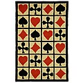 Hand-hooked Poker Ivory Wool Rug (1'8 x 2'6)