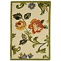 Hand-hooked Garden of Eden Ivory Wool Rug (1'8 x 2'6)