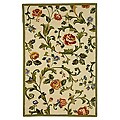 Hand-hooked Garden of Eden Ivory Wool Rug (3'9 x 5'9)