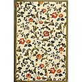 Hand-hooked Garden of Eden Ivory Wool Rug (5'3 x 8'3)