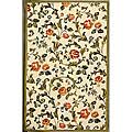 Hand-hooked Garden of Eden Rug Ivory Wool Rug (6' x 9')
