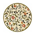 Hand-hooked Garden of Eden Rug Ivory Wool Rug (8' Round)