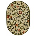 Hand-hooked Garden of Eden Ivory Wool Rug (7'6 x 9'6 Oval)
