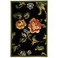 Hand-hooked Garden of Eden Rug Black Wool Rug (1'8 x 2'6)