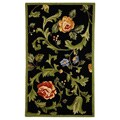Hand-hooked Garden of Eden Black Wool Rug (2'6 x 4')