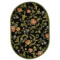 Hand-hooked Garden of Eden Black Wool Rug (7'6 x 9'6 Oval)