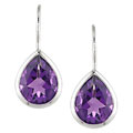 14k White Gold and Pear Amethyst Earrings