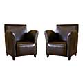 Susan Espresso Brown Leather Club Chairs (Set of 2)