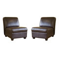 Bernay Espresso Brown Leather Club Chairs (Set of 2)