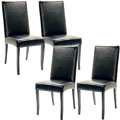 Hampton Black Leather 4-piece Dining Chair Set