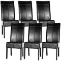 Dark Brown Leather Dining Chairs (Set of 6)