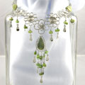 Olive Green Agate Necklace and Earrings Set (Peru)