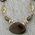 Smoky Quartz, Citrine, Kyanite and Pearl Necklace (USA)