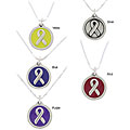 Sterling Silver Awareness Ribbon Necklace (5 Options)
