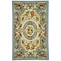 Hand-hooked Fruit Harvest Blue Wool Rug (6' x 9')