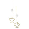 14k Two-tone Gold Cultured Pearl Flower Earrings