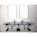 Double Glass Vanity Set with Tempered Glass Shelf