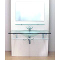 Contemporary Glass Vanity Set with Aluminum Frame