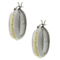 14k Two-tone Gold Ribbed Hoop Earrings