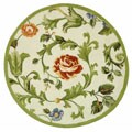 Hand-hooked Garden of Eden Rug Ivory Wool Rug (4' Round)