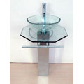 Pedestal Glass Vanity with Stainless Steel Stand