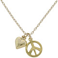 14k Goldplated Peace and Heart Charm Necklace