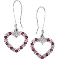 10k White Gold Ruby Diamond Heart Earrings
