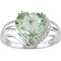 14k White Gold Green Amethyst Heart Ring