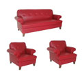 Vibrant Red Sofa and Two Chairs Set