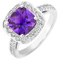 14k White Gold 1/2ct Diamond Amethyst Ring