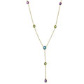 14k Yellow Gold Gemstone Y Necklace