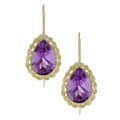 14k Yellow Gold Pear Amethyst Earrings
