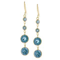 14k Yellow Gold Blue Topaz Drop Earrings