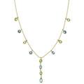 14k Yellow Gold Peridot Blue Topaz Necklace