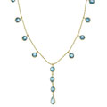 14k Yellow Gold and Blue Topaz Y Drop Necklace