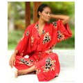 Women's Hibiscus Red Batik Robe (Indonesia)