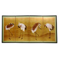 Gold Leaf Cranes Silk Screen (China)