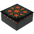 Handmade Black Lacquer Floral Design Jewelry Box
