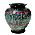 Handmade Lacquer Intricately Etched Floral Vase