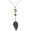 Sterling Silver Crystal Drop Leaf Pendant Necklace