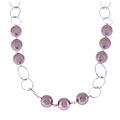 Jumbo Faux Pink Pearls and Silver Link Necklace