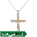 Black Hills Gold on Silver Cross Necklace