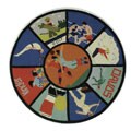 Hand-hooked Vintage Sports Poster Wool Rug (5'6 Round)