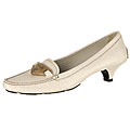 Prada White Leather Heel Loafers