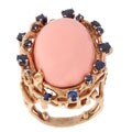 14k Yellow Gold Coral Sapphire Cocktail Ring