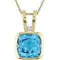 14k Yellow Blue Topaz Diamond Necklace
