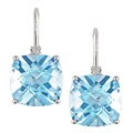 14k White Gold Blue Topaz Diamond Earrings