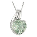 14k White Gold Green Amethyst Heart Necklace